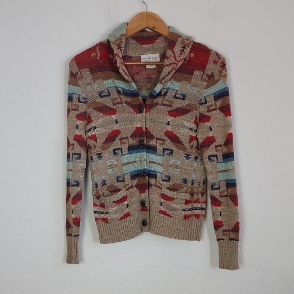 Denim & Supply Ralph Lauren Multicolor Printed Cardigan Sweater Cotton Small - Picture 1 of 13